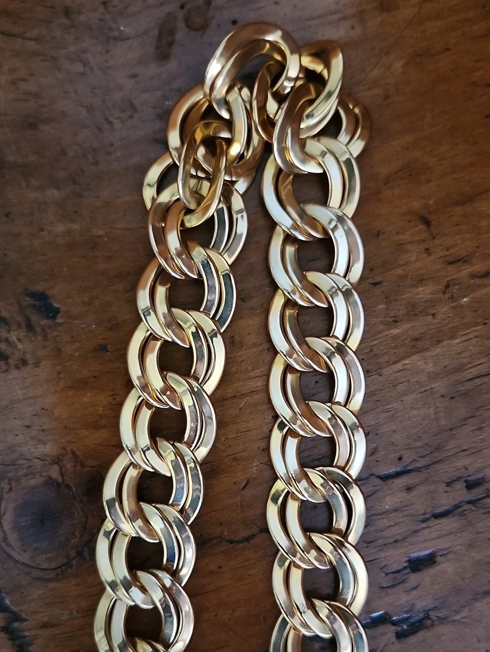 Gold Tone Chunky Link Necklace -18 Inches